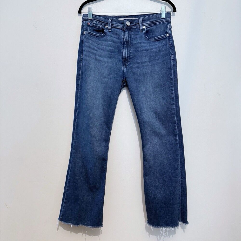 Hudson Barbara Cut Off Jeans Women Size 30  Ankle Length Flap Pocket Fringe Crop